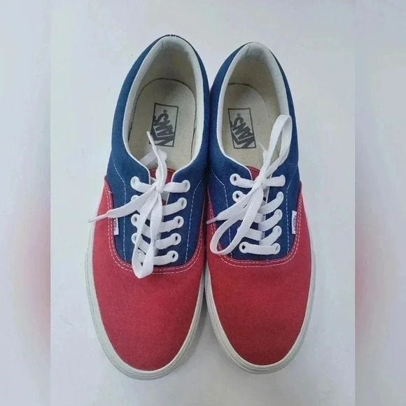 Vans New Era Red, White & Blue Men's Checkerboard Shoes Size 10 - Picture 2 of 5